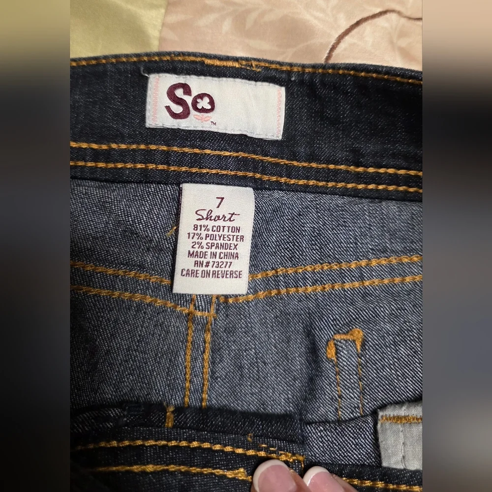 SO Low Rise Bootcut Jeans Size 7 Short Dark Wash Juniors Petite Denim Classic